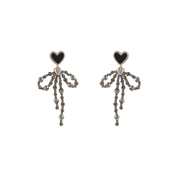 Love Heart Bow Tie Stud Earrings