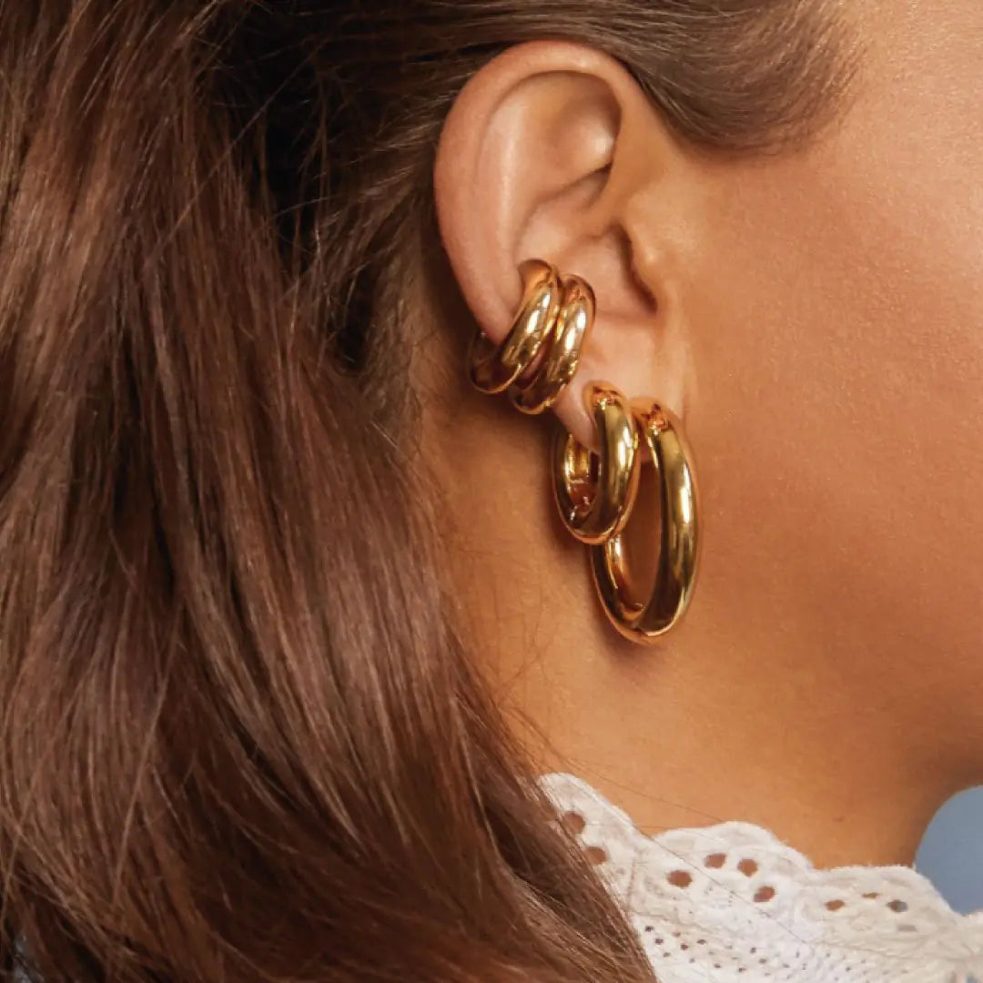 Whispering Silver Hoop- 18K gold vermeil