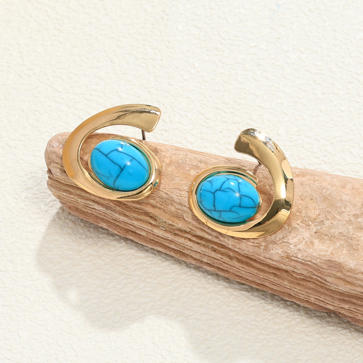 Turquoise Spiral Earrings Necklace Bracelet Ring Set