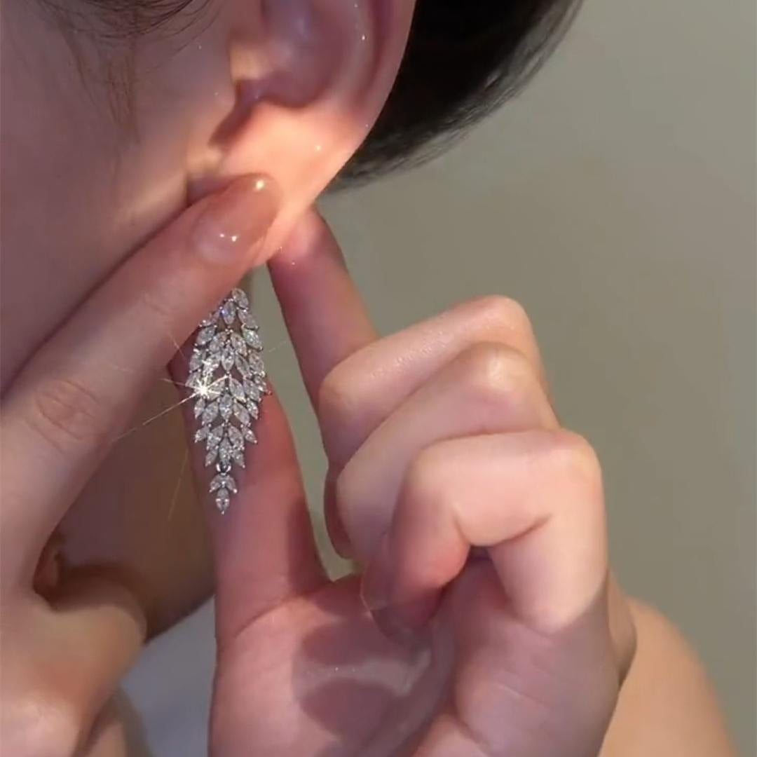 Crystal Leaf Earrings