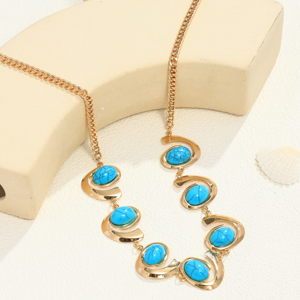 Turquoise Spiral Earrings Necklace Bracelet Ring Set