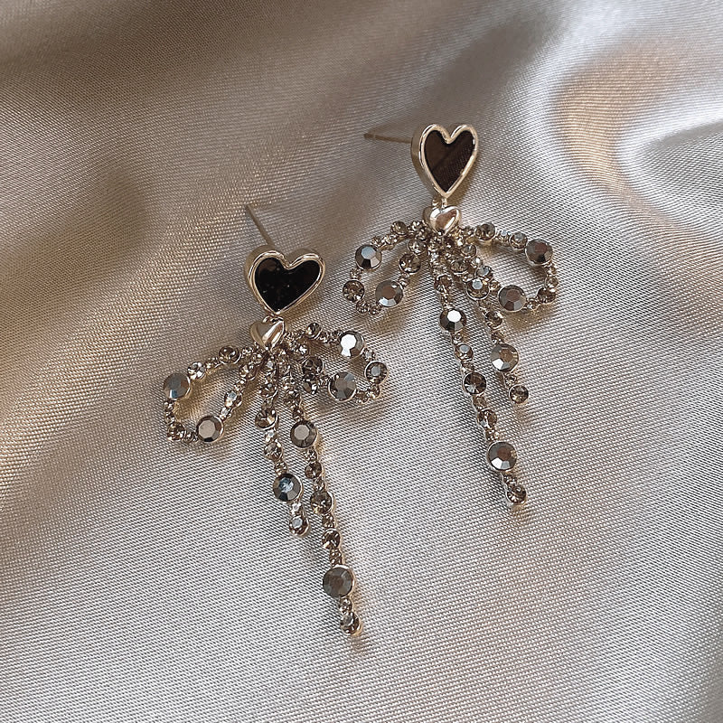Love Heart Bow Tie Stud Earrings