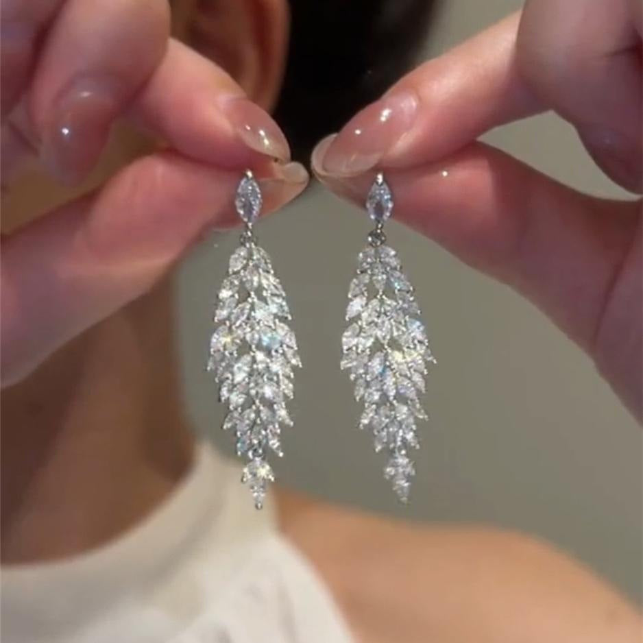 Crystal Leaf Earrings